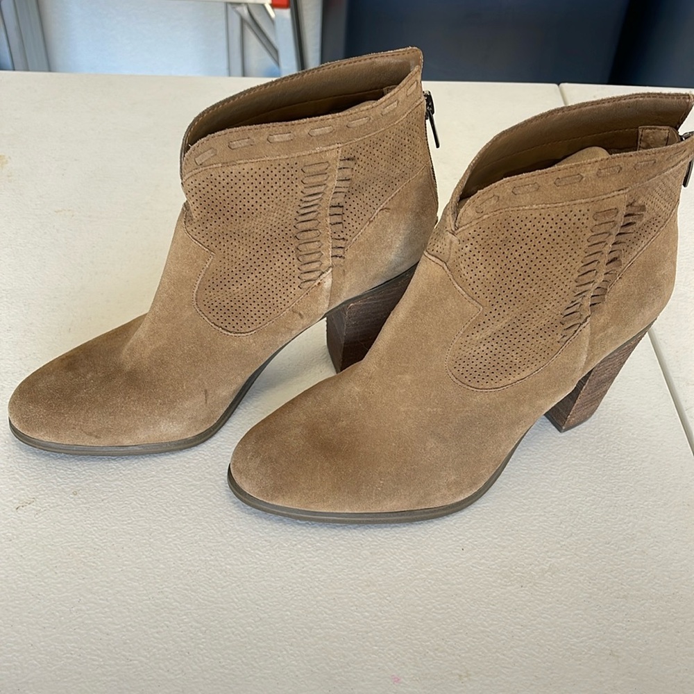Vince Camuto Fretzia Perforated Boot in Wild Mushroom Nubuck